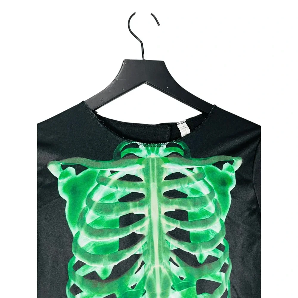 Kids Halloween‎ Costume Girl Extra Large Skeleton Jumpsuit Black Green XL